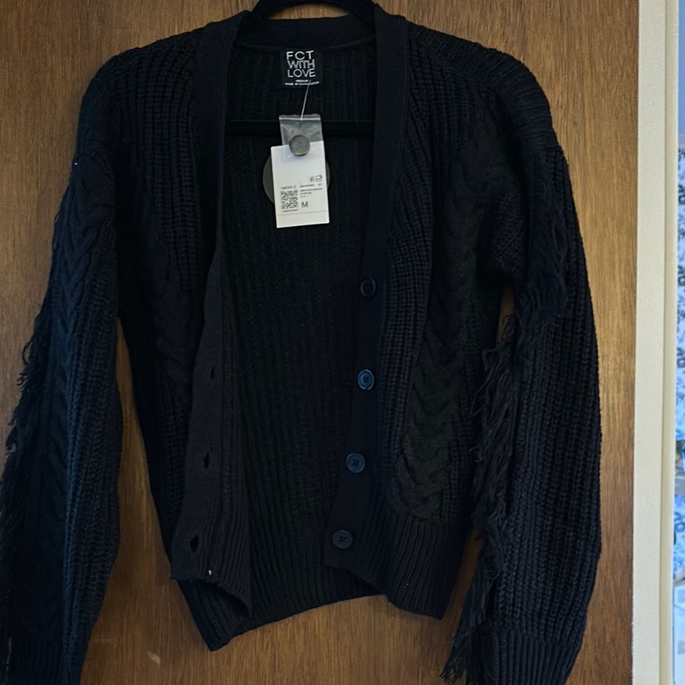 H&M Black Cable Knit Cardigan Sweater